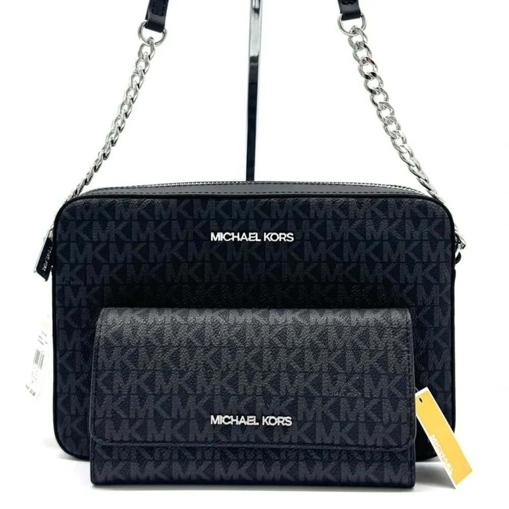 Michael Kors Large Jet Set Travel Logo Crossbody Bag & Matching Trifold Wallet